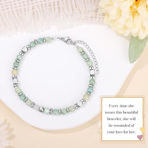 Adjustable Cuff Bracelet with Amazonite & Moonstone - Heartfelt Gifts for Women - Picture 5 of 7